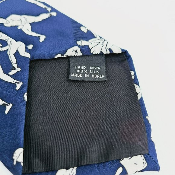 Nicole Miller Tie VTG 1994 Baseball Game Day Collection 100% Silk Hand Sewn Blue - Picture 6 of 8
